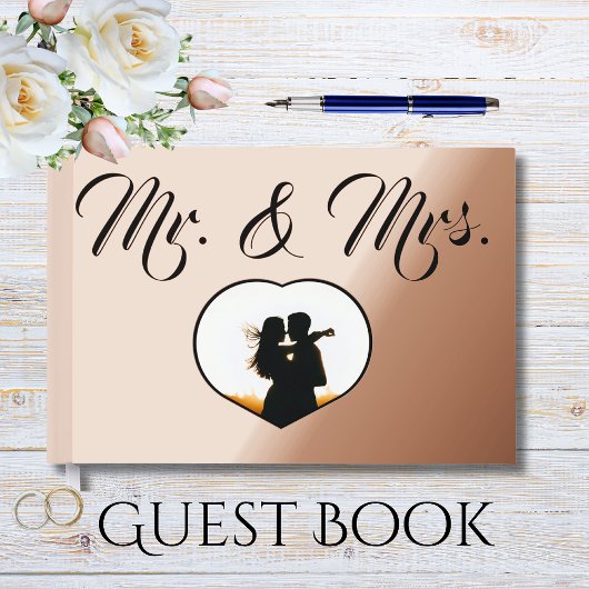 Mr & Mrs Elegant Rose Gold Photo Heart Mariage