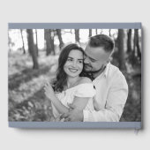 Mr & Mrs Elegant Script Dusty Blue Fotobruiloft Gastenboek (Achterkant)