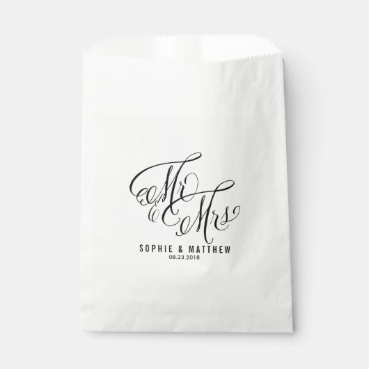 Mr. & Mrs Elegant Script | Weddenschappen Bedankzakje (Voorkant)