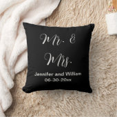 Mr & Mrs Elegant Script Zwart Wit Namen Bruiloft Kussen (Deken)