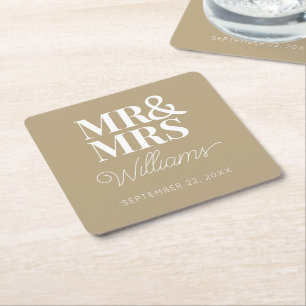 Mr. Mrs. Elegante Repetial Engagement Party Classi Vierkante Kartonnen Onderzetter