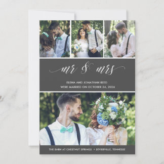 Mr. Mrs. Eloped getrouwd foto bruiloft aankondigin Kaart
