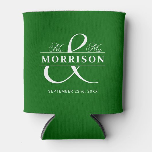 Mr. Mrs. Emerald Green Wedding Favoriet Blikjeskoeler (Voorkant)