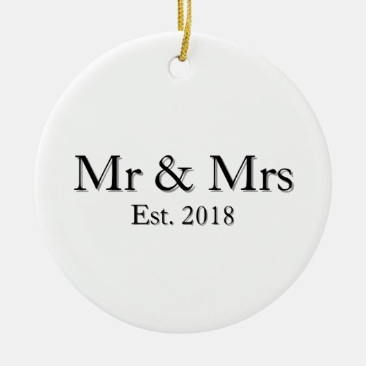 Mr & Mrs Est. Year Elegant Personalized Couple  Keramisch Ornament (Voorkant)