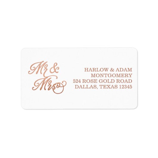 Mr & Mrs Faux Copper Etiket (Voorkant)