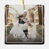 Mr & Mrs First Chirstmas Boarder Custom Photo  Keramisch Ornament (Voorkant)