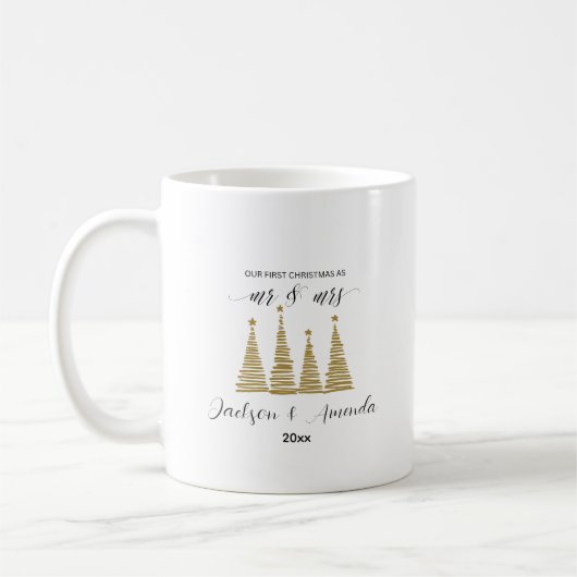 Mr & Mrs First Christmas Mug - Personnalisé Noms & (Gauche)