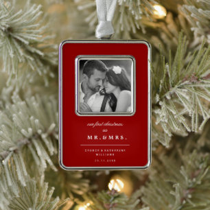Mr & Mrs First Kerstbruilding Foto Ornament
