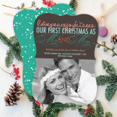 Mr & Mrs First Kerstmis Mistletoes Foto Wedding Kaart
