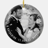 Mr & Mrs First Kerstmis Mistletoes Foto Wedding Keramisch Ornament (Achterkant)