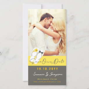 Mr & Mrs Flip Flops Hibiscus Strand Huwelijksfoto Save The Date