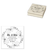Mr & Mrs Floral Modern Script Retouradres Rubberstempel (Gestempeld)