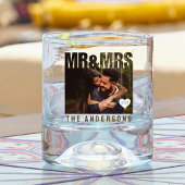 Mr & Mrs Foto Blok Hart Jubileum Naam Whisky Glas