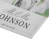 Mr & Mrs Foto Collage Modern Monogram Snijplank (Hoek)