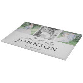 Mr & Mrs Foto Collage Modern Monogram Snijplank (Hoek)