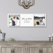 Mr & Mrs Fotoscript Namen Bruiloft Datum Aandenken Canvas Afdruk