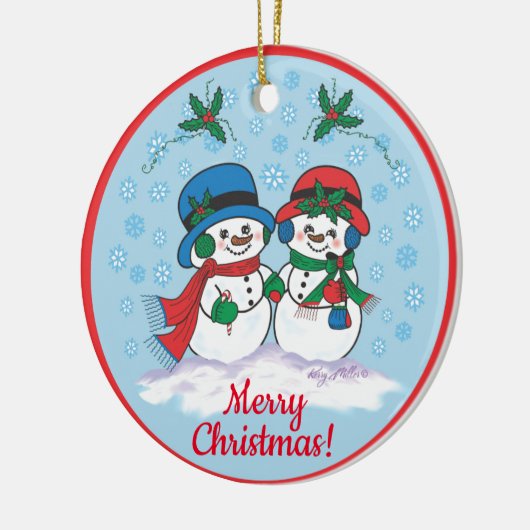 Mr. & Mrs Frosty The Snowman Ceramic Ornament (Links)