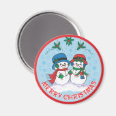 Mr. & Mrs Frosty The Snowman Magnet Magneet (Voorkant / Achterkant)