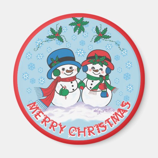 Mr. & Mrs Frosty The Snowman Magnet Magneet (Voorkant)