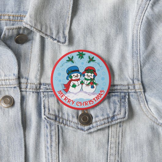 Mr. & Mrs Frosty The Snowman Ronde Button 7,6 Cm (In situ)