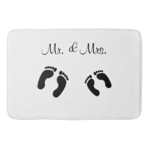 Mr & Mrs Funny Foot Print White Bathroom Mat