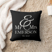 "Mr & Mrs." gepersonaliseerd zwart-wit Kussen (Deken)
