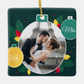 Mr & Mrs Gepersonaliseerde Kerstversiering Keramisch Ornament (Voorkant)
