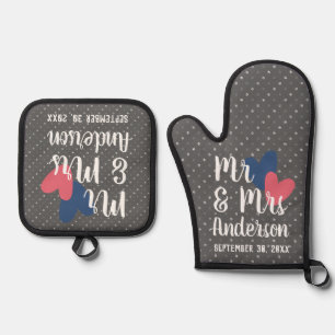 Mr & Mrs Gepersonaliseerde Ovenwant en Pannenlap S Set