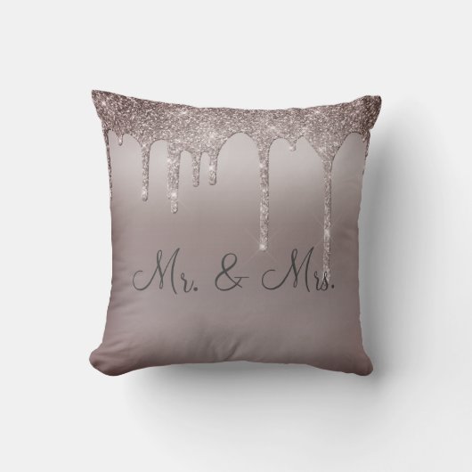 Mr. & Mrs Glitter Wedding Keepomwille Elegant Kussen (Voorkant)