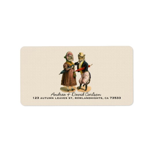 Mr & Mrs  goed geklede Kitty Cat Etiket (Voorkant)