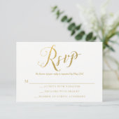 Mr & Mrs Gold Elegant Bruiloft RSVP Reactie Kaarte (Staand voorkant)