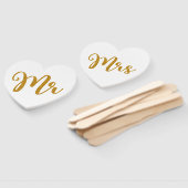 Mr & Mrs Gold Glitter Typografie Handwaaier (Niet-gemonteerd)