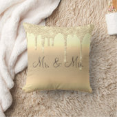 Mr. & Mrs Gold Glitter Wedding Keepomwille Elegant Kussen (Deken)
