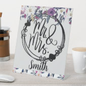 Mr & Mrs Gothic Floral Wedding Custom Sign Reclamebord Met Voetstuk (Insitu)