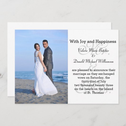 Mr. & Mrs Gray - Aankondiging van het huwelijk met (Voorkant / Achterkant)