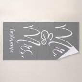 Mr. & Mrs Gray Script Custom Wedding Bath Towel Badhanddoek (Badhanddoek)