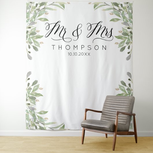 Mr & Mrs Greenery trouwbanner Wandkleed (In situ)