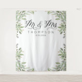 Mr & Mrs Greenery trouwbanner Wandkleed (Voorkant)