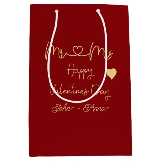 Mr & Mrs Happy Valentine's Day Gift Bag Medium Cadeauzakje (Voorkant)