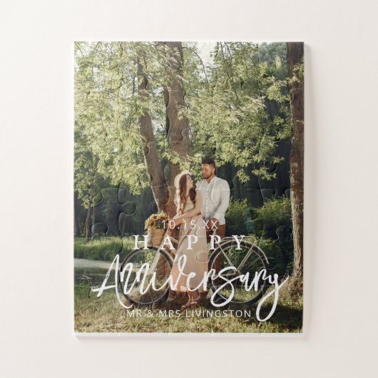 Mr & Mrs Happy Wedding Jubileum Aangepaste foto Legpuzzel (Verticaal)