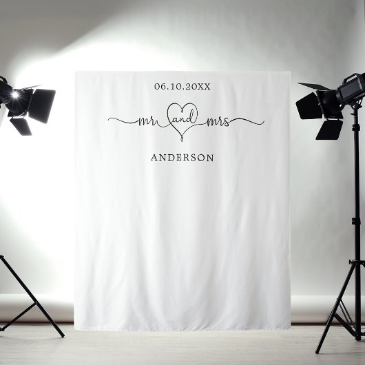 Mr. Mrs hart foto achtergrond bruiloft Wandkleed