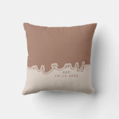Mr Mrs Hart Script Mocha Beige Trouwkussen Kussen (Achterkant)