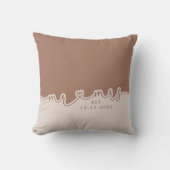 Mr Mrs Hart Script Mocha Beige Trouwkussen Kussen (Voorkant)