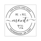Mr & Mrs Heart 5 Aangepaste Ronde Retouradres Rubberstempel (Afrduk)