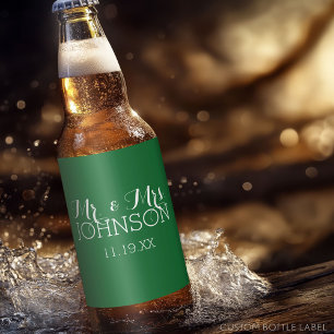 Mr & Mrs Huwelijksgunst - Minimalistische Groen Bier Etiket