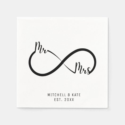 Mr & Mrs Infinity Symbool Bruiloft Servet (Voorkant)