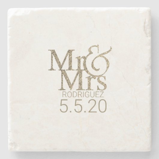 Mr & Mrs Keepomwille Stenen Onderzetter (Voorkant)