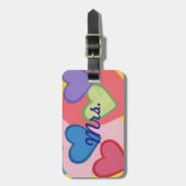 Mr. Mrs. Kleurrijke gelaagde harten Bagagelabels (Voorkant verticaal)