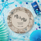 Mr & Mrs  Lace Rustic Wedding Papieren Bordje (Feest)