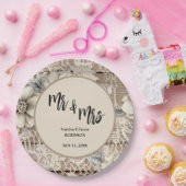 Mr & Mrs  Lace Rustic Wedding Papieren Bordje (Feest)